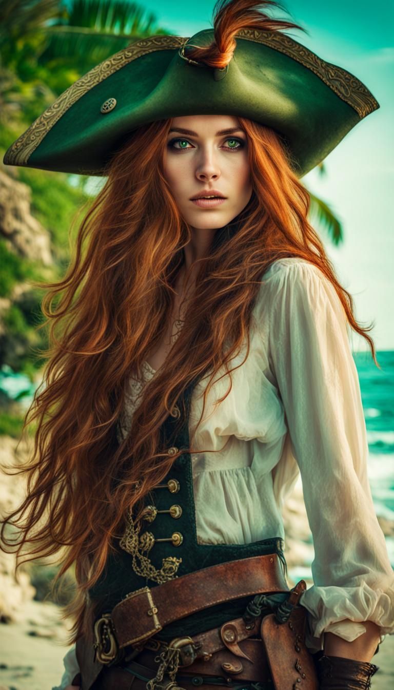 Lovecraftian Pirate Girl on Tropical Beach