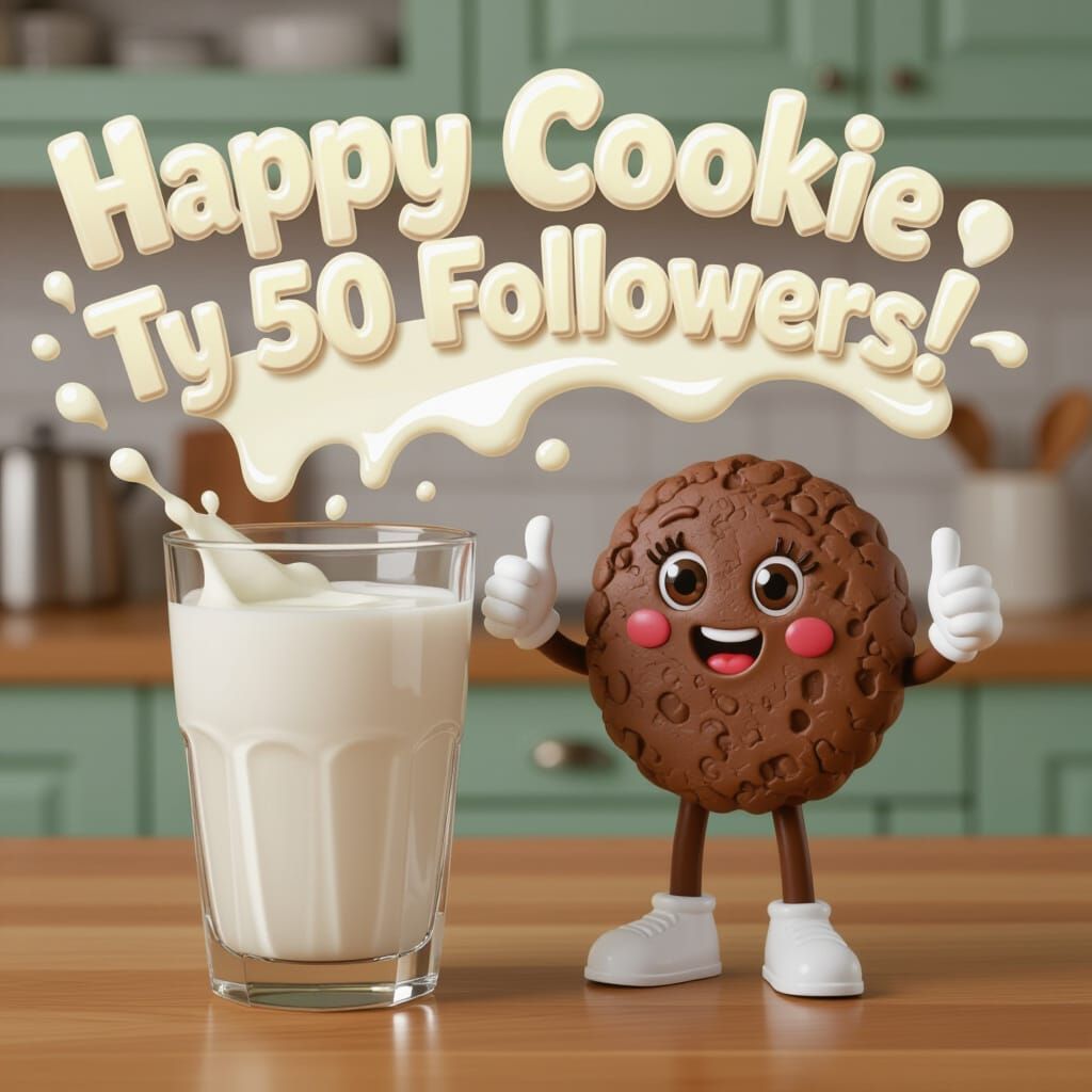 Joyful Cookie and Milk Splash Art