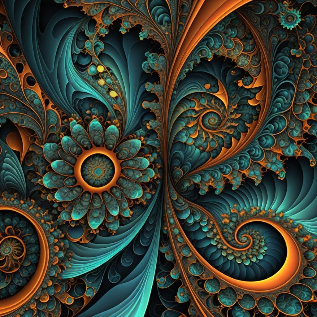Abstract Fractal Art with Zentangle Patterns