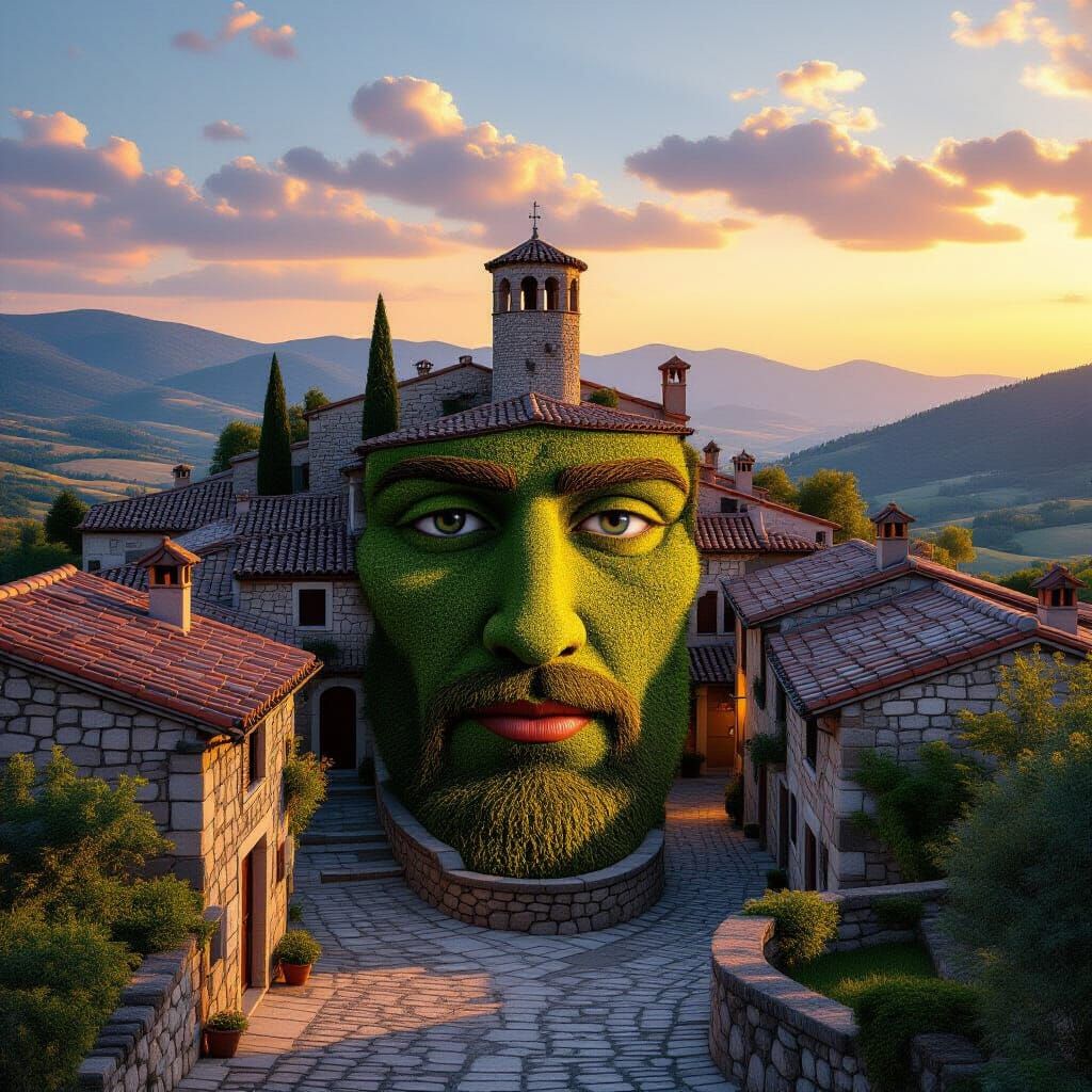 Ancient Village Forming a Human Face