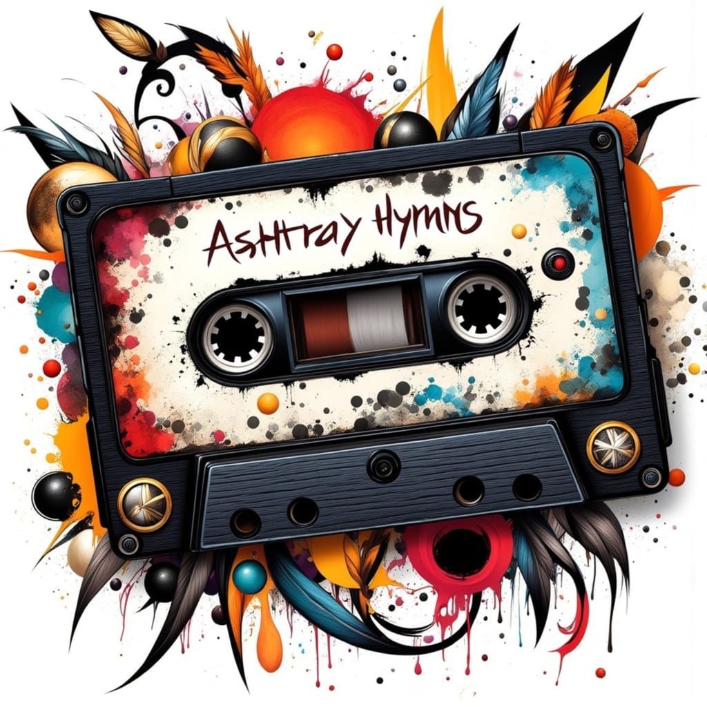 Vintage Cassette Tape Tattoo Design in Distressed Style