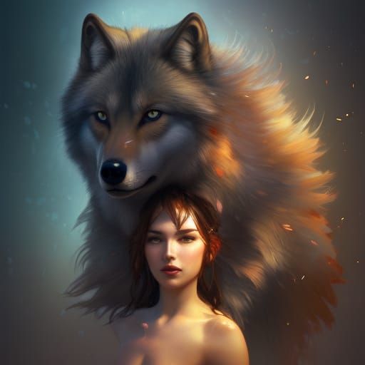 Detailed Wolf Family Portrait in Hyperrealistic Style