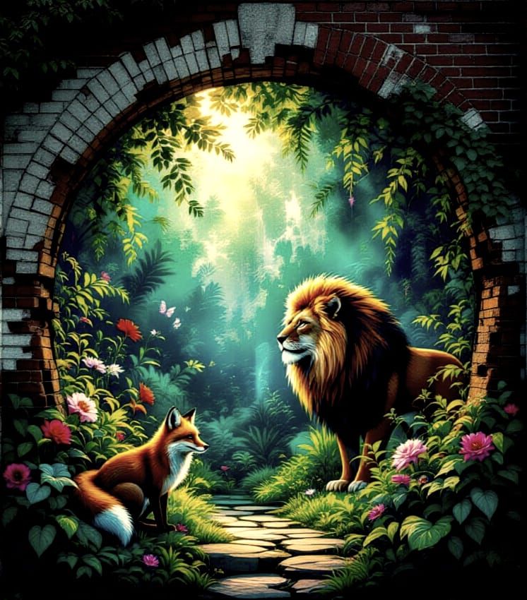 Urban Mural Transforms Wall Into Glowing Secret Garden