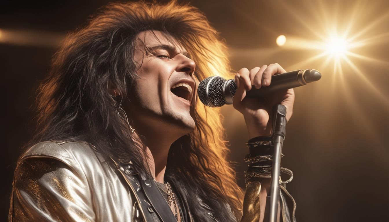 Hair Metal Singer Closeup in Hyperrealism