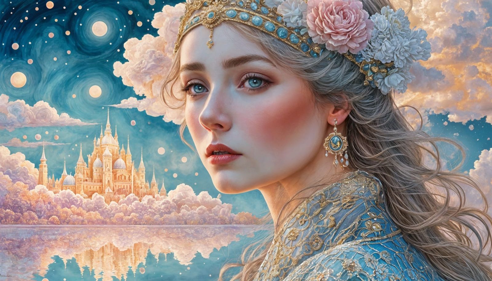 Detailed Portrait in Mosaic Fractal Art Style