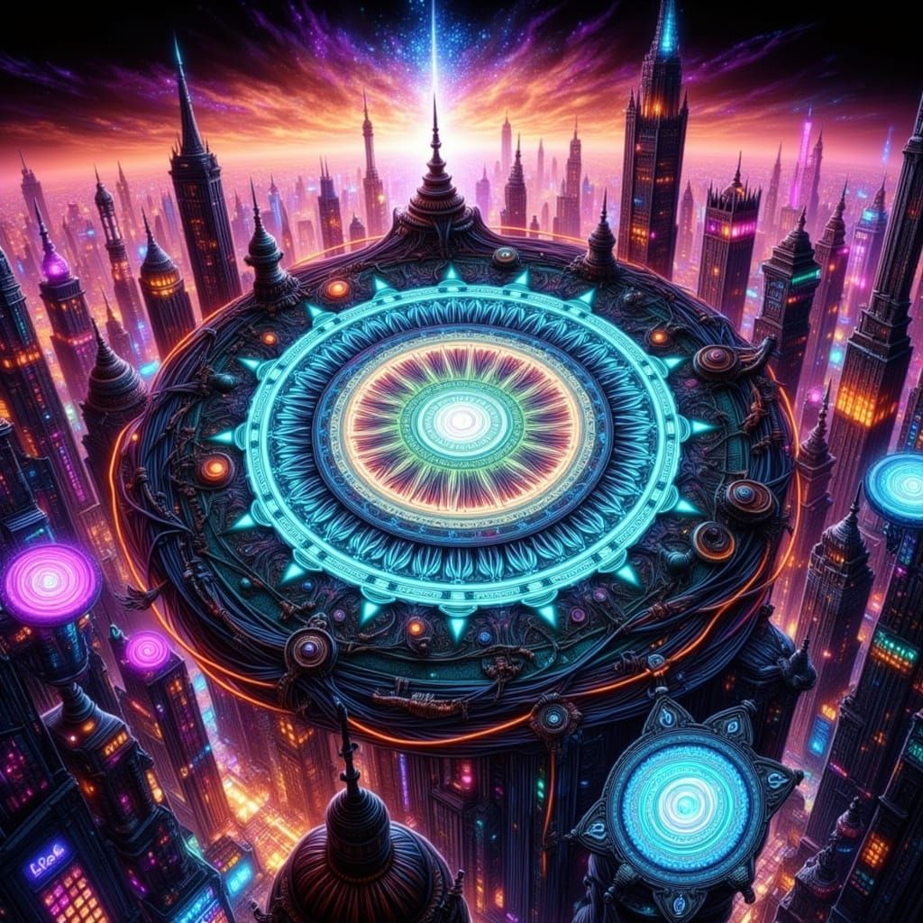 Neon Dreamscape in Cyberpunk City