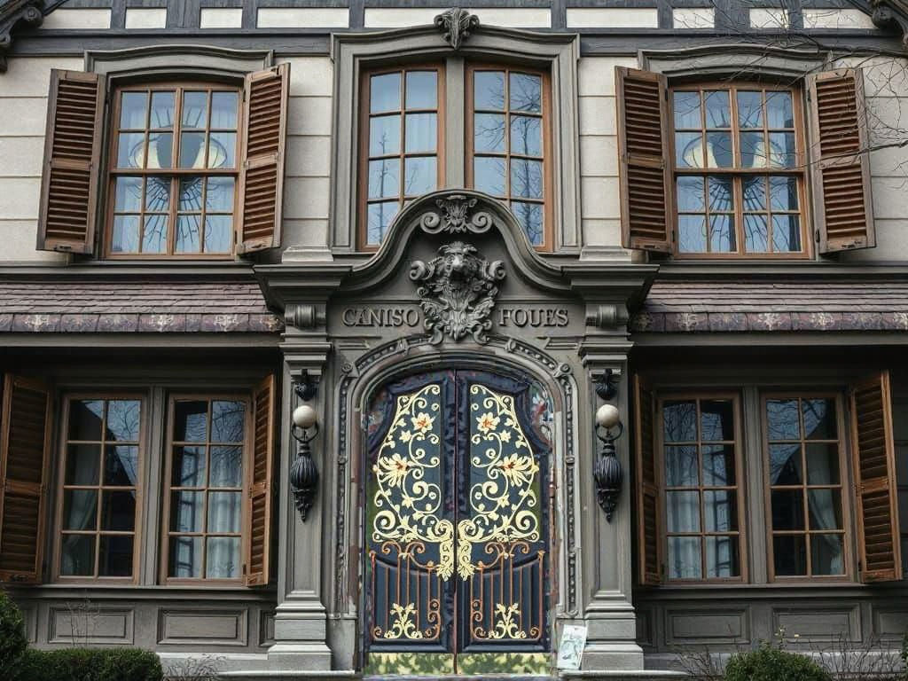 A Refined Black Door in the City Night