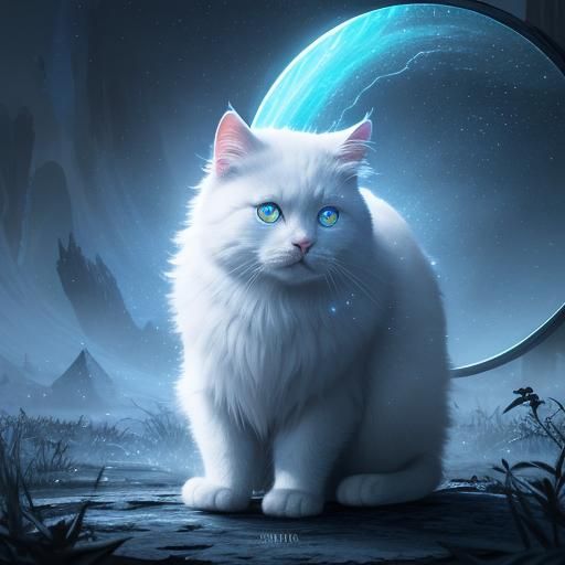 Magical Cat in Front of Mirror: Matte Painting