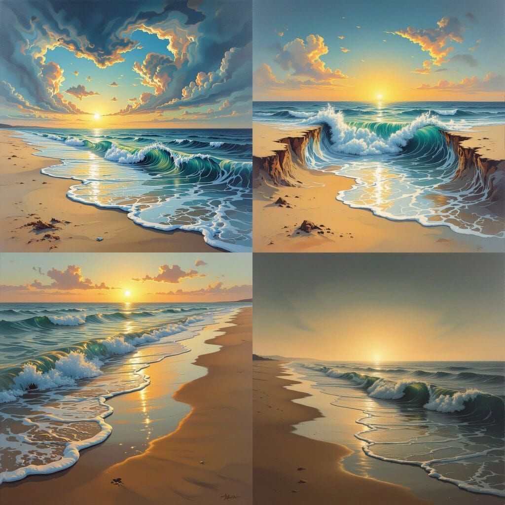 Surreal Ocean Waves Retreating from Shore