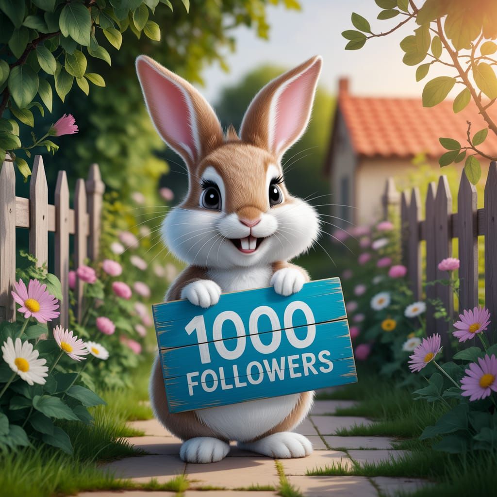 Bunny Celebrates Milestone in Vibrant Garden