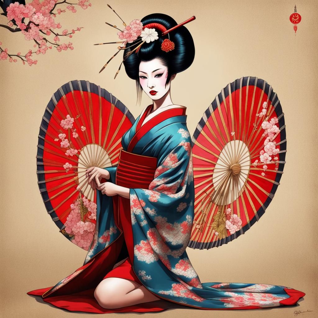 geisha pin up + paon