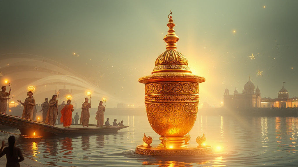 Radiant Amrit Kalash on the Banks of Sangam