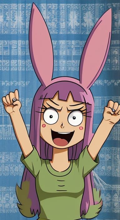 Animated Portrait of Louise Belcher in Cartoon Style
