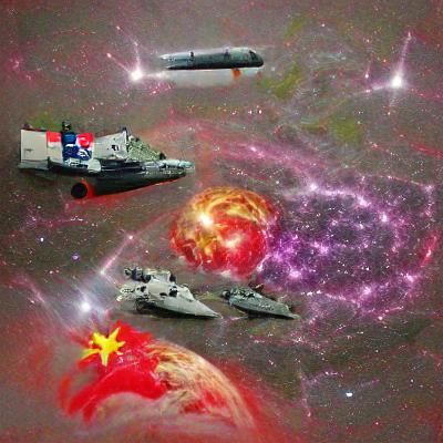 Intense AI-Generated Space War Scene