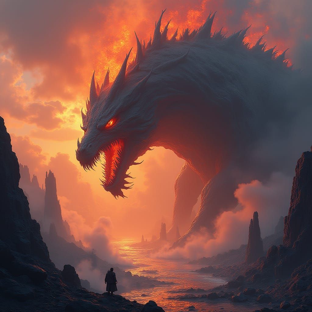 Epic Fantasy Dragon in Detailed Matte Painting Style
