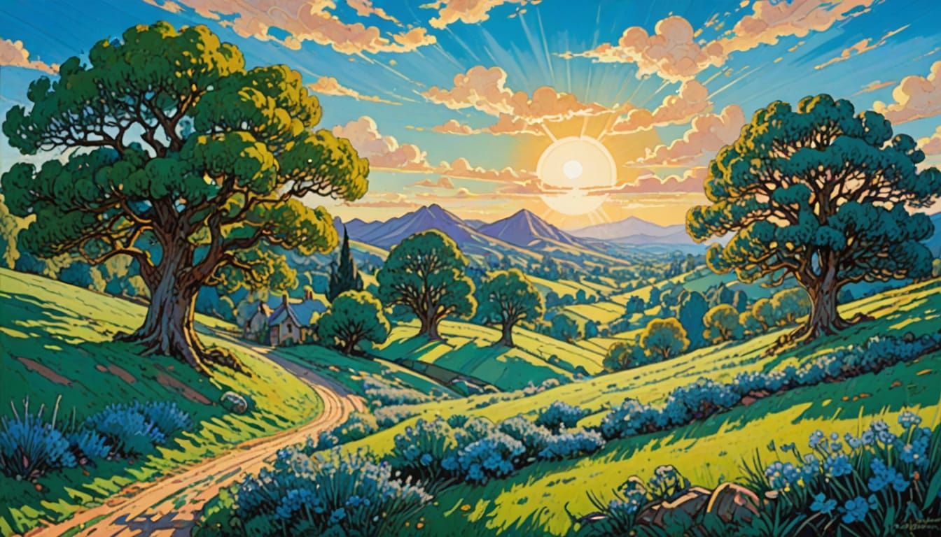 Idyllic Landscape in Vibrant Colors
