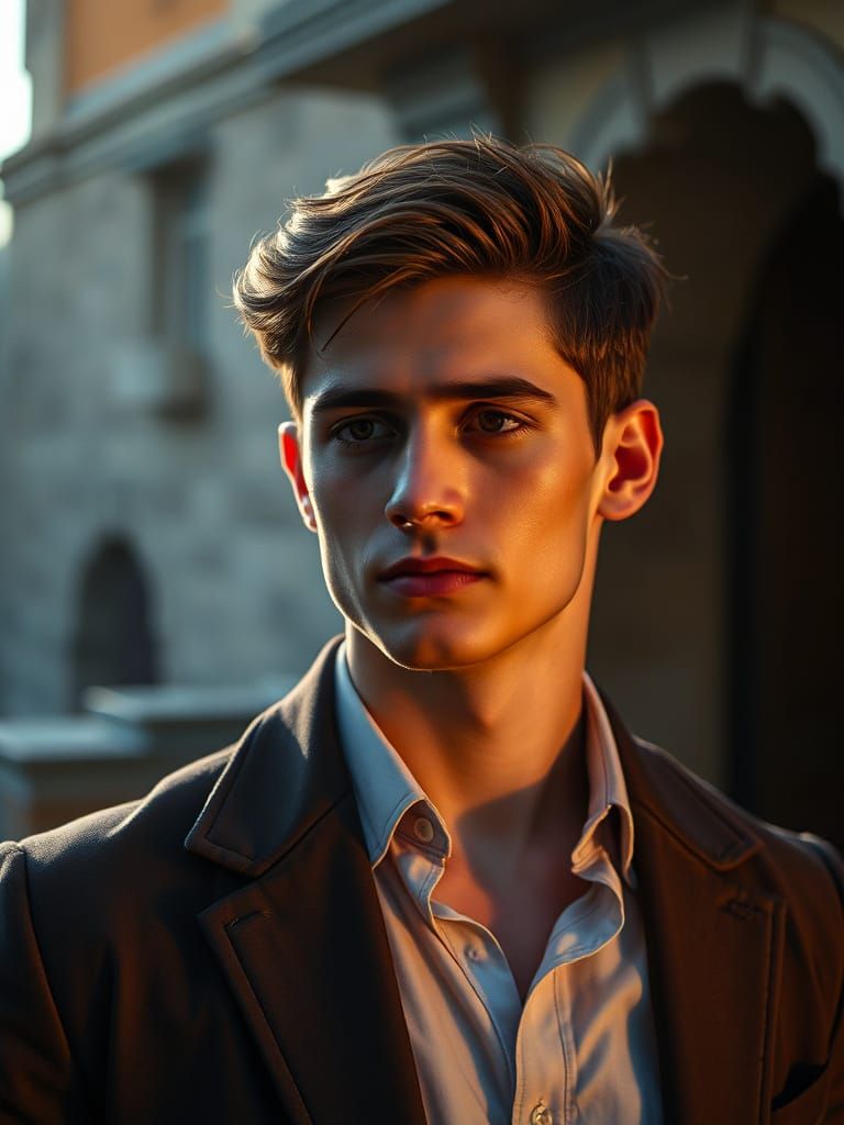 Dramatic Portrait of a Stylish Young Man on Film