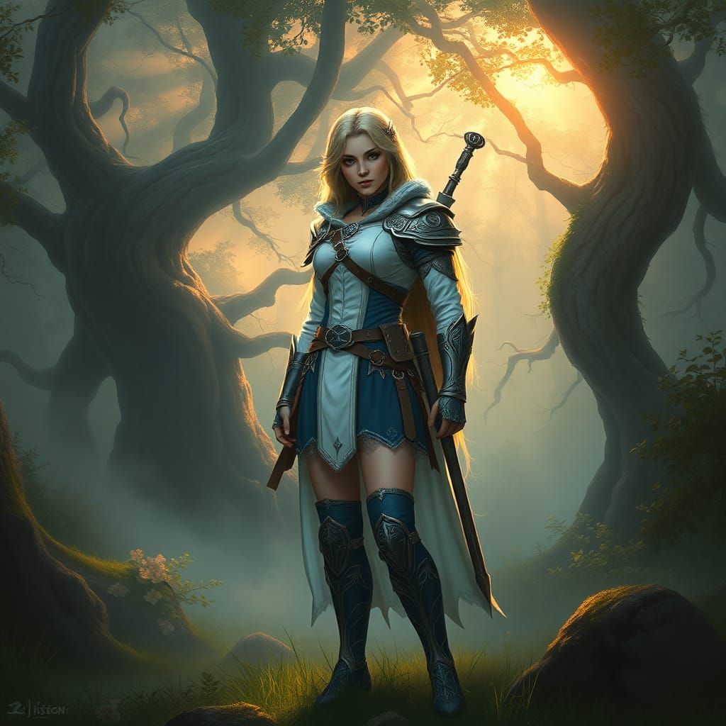 Ciri in Mystical Forest, Dreamlike Concept Art