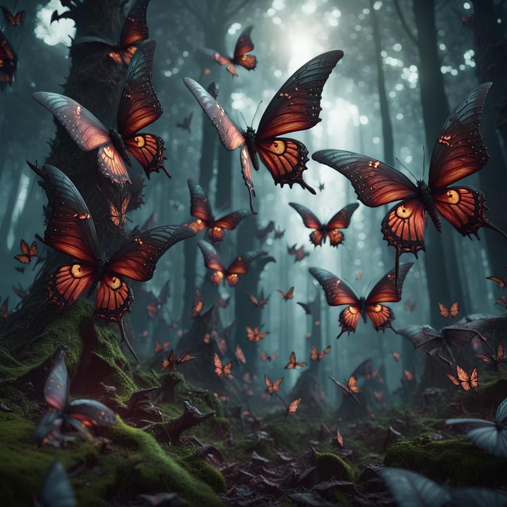 Demonic Butterflies in a Fantastical Forest