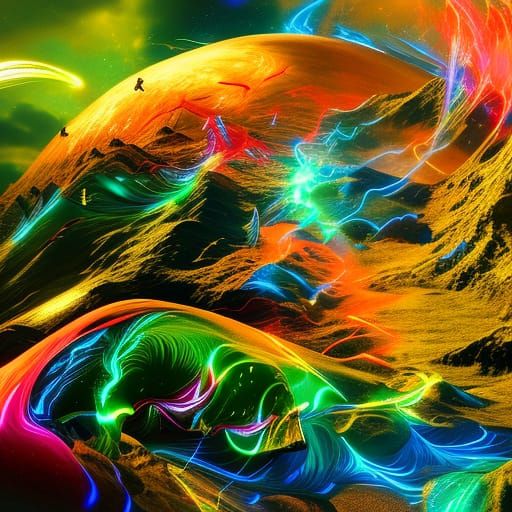 Abstract Surrealist Composition in Vivid Colors