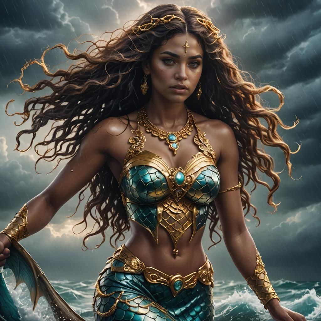 Azorius Latina Mermaid in Stormy Dusk