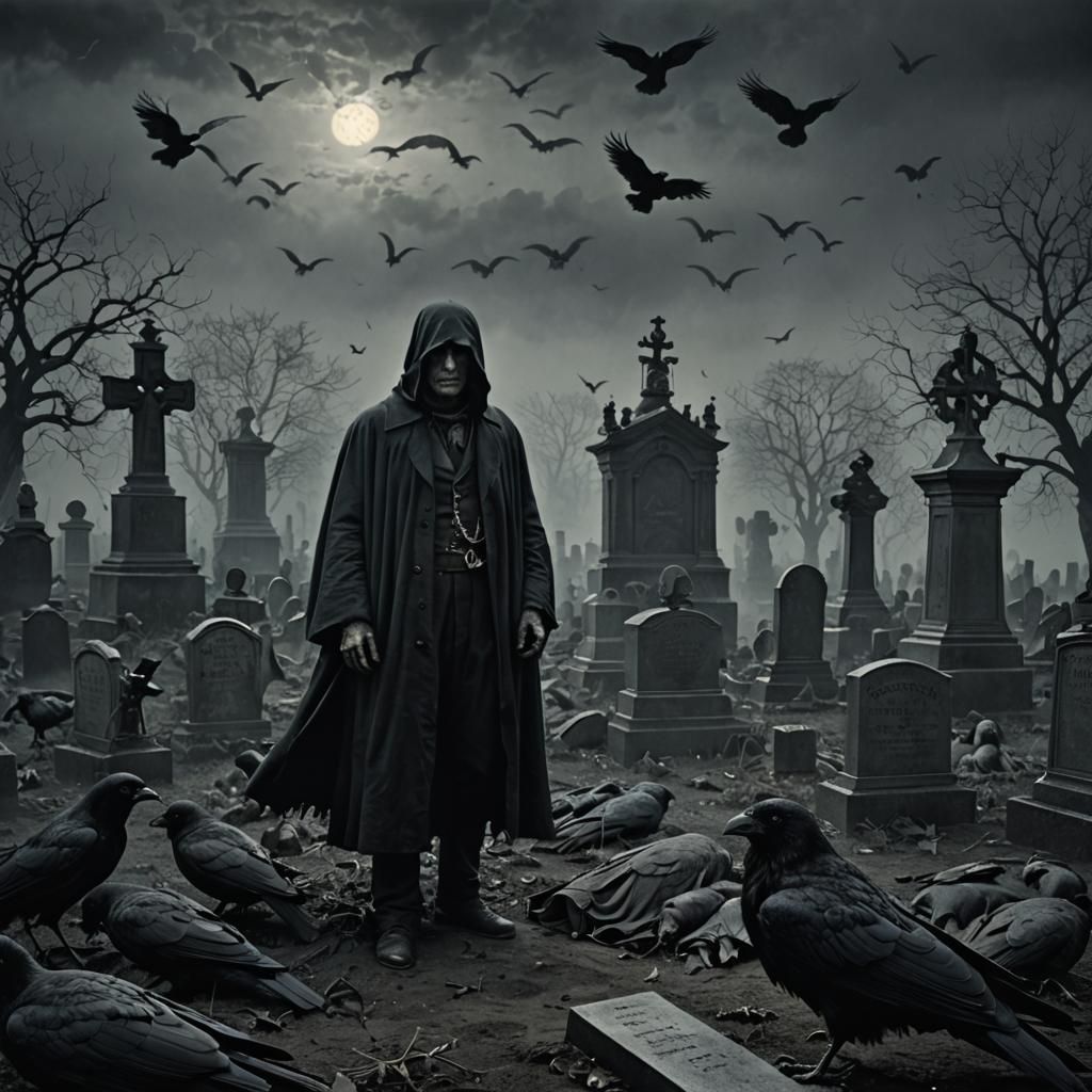 Spectral Phantoms Haunt Dark Cemetery, Detailed Photography