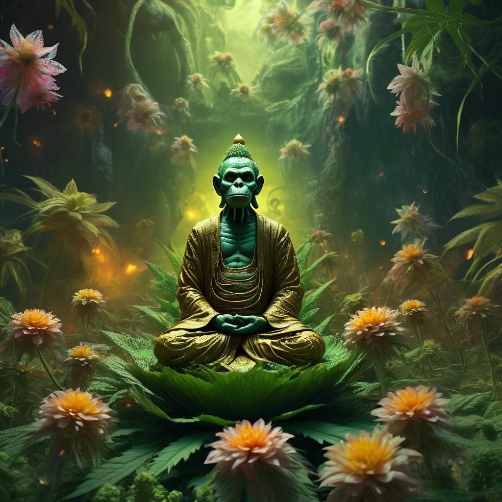 Zombie Monkey Buddha Clown in Beksiński Style