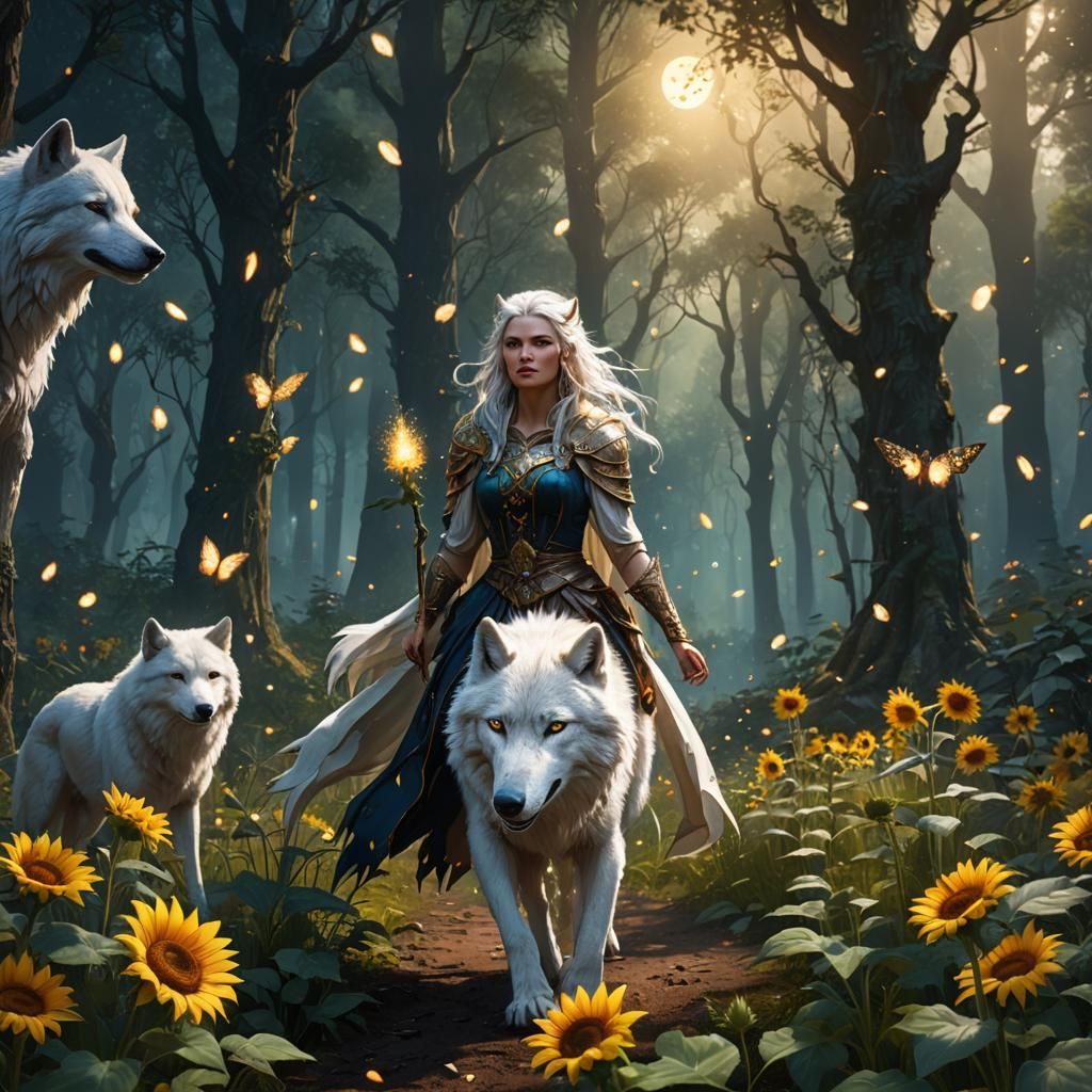 Wolf and Goddess in Enchanted Forest