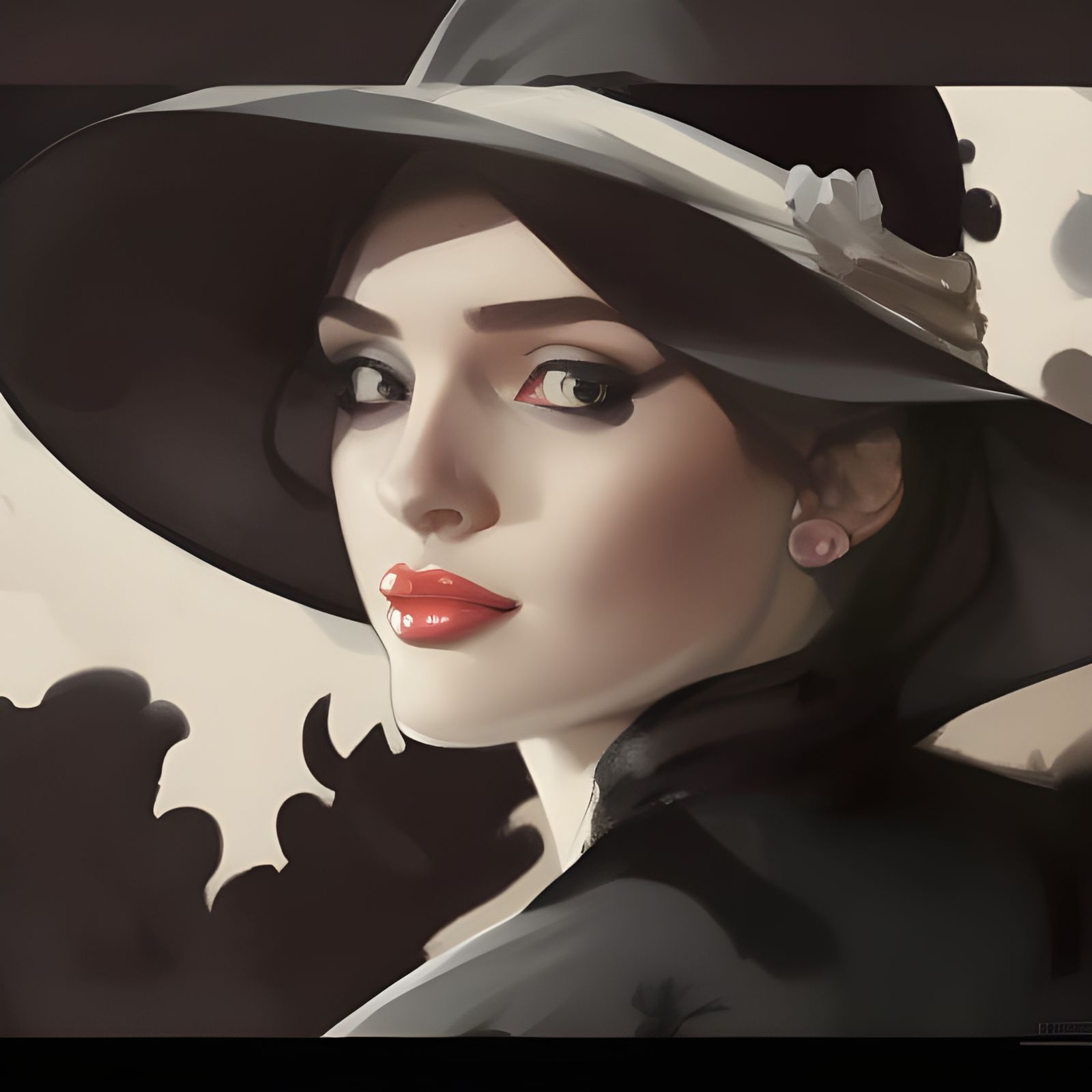 Femme Fatale Portrait in Film Noir Style