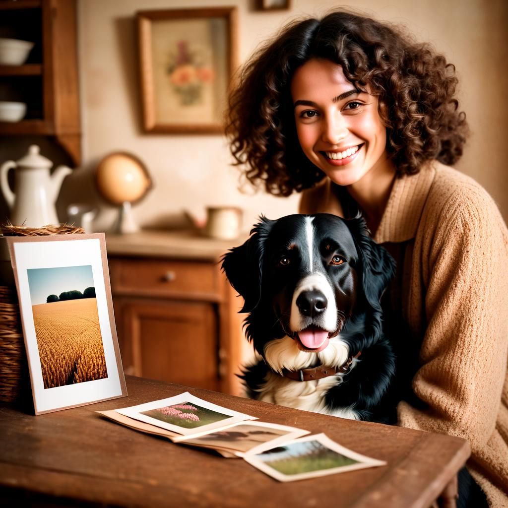 Vintage Scrapbook Cover with Polaroid Photo