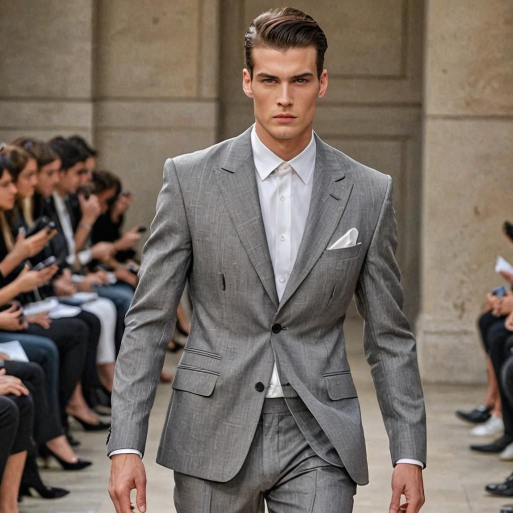 Male Model on Runway at Paris Fashion Week