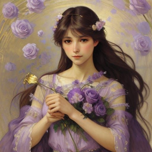 Ethereal Purple Rose in Impressionist Style