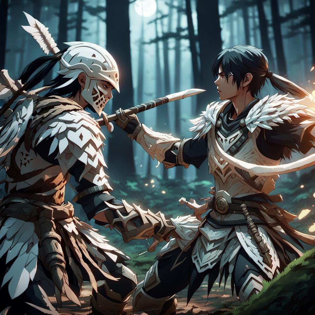 Epic Anime Fight Scene: Hunter vs Tribal Chief