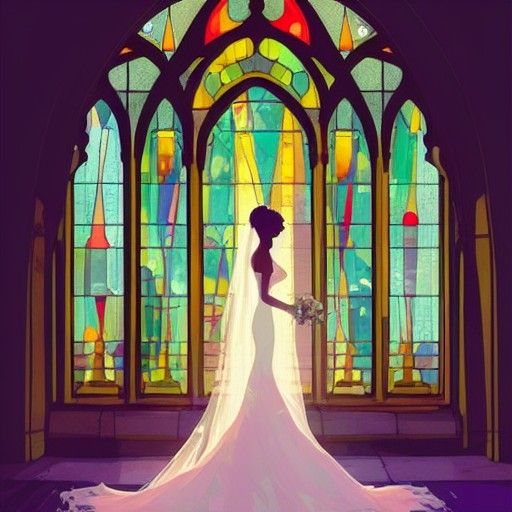 Radiant Bride in Church: Digital Illustration