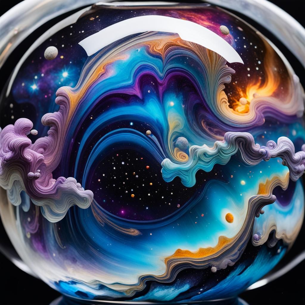 Glass Nebula Beast: A Cosmic Marble Sculpture