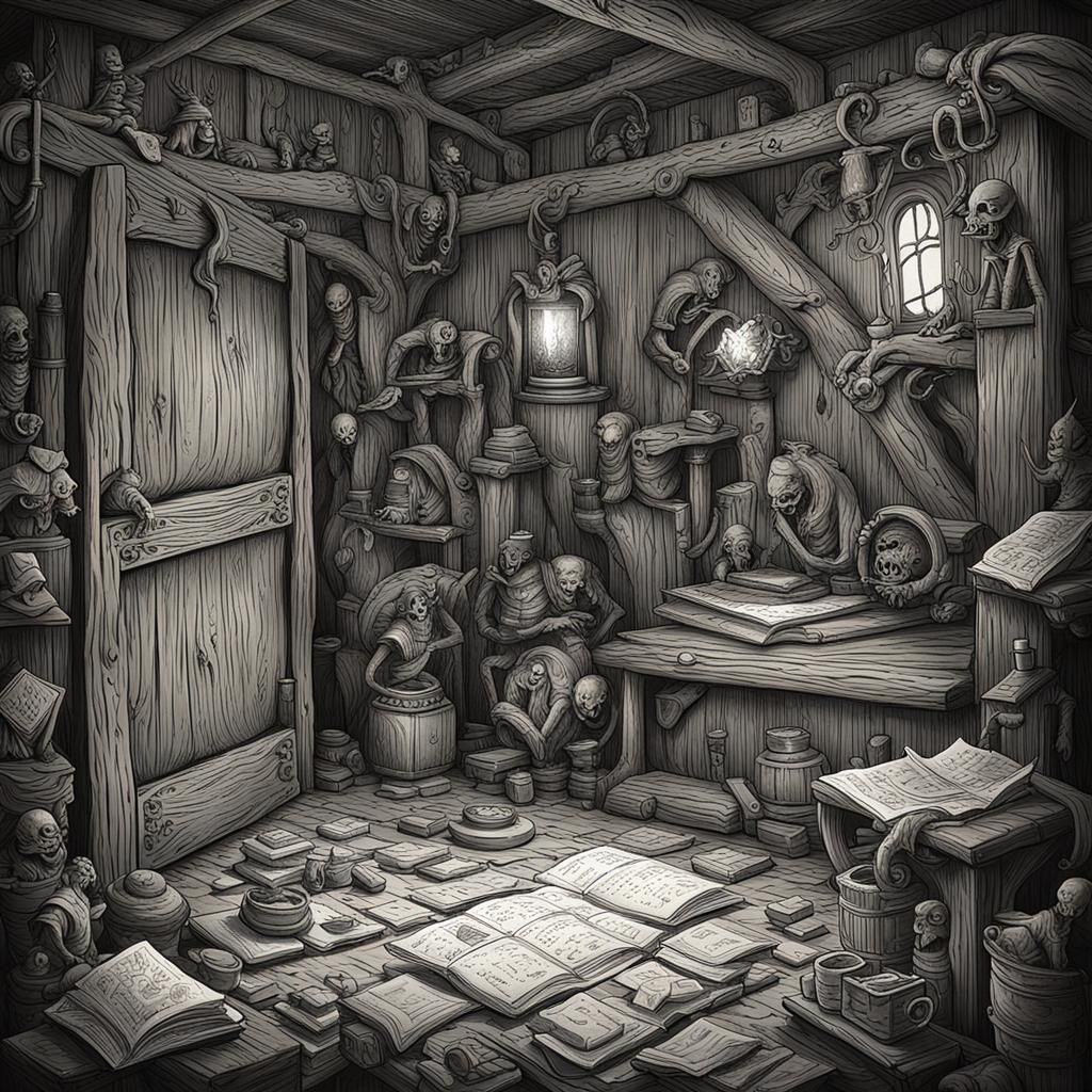 Gothic Chamber Scene in Vintage Style