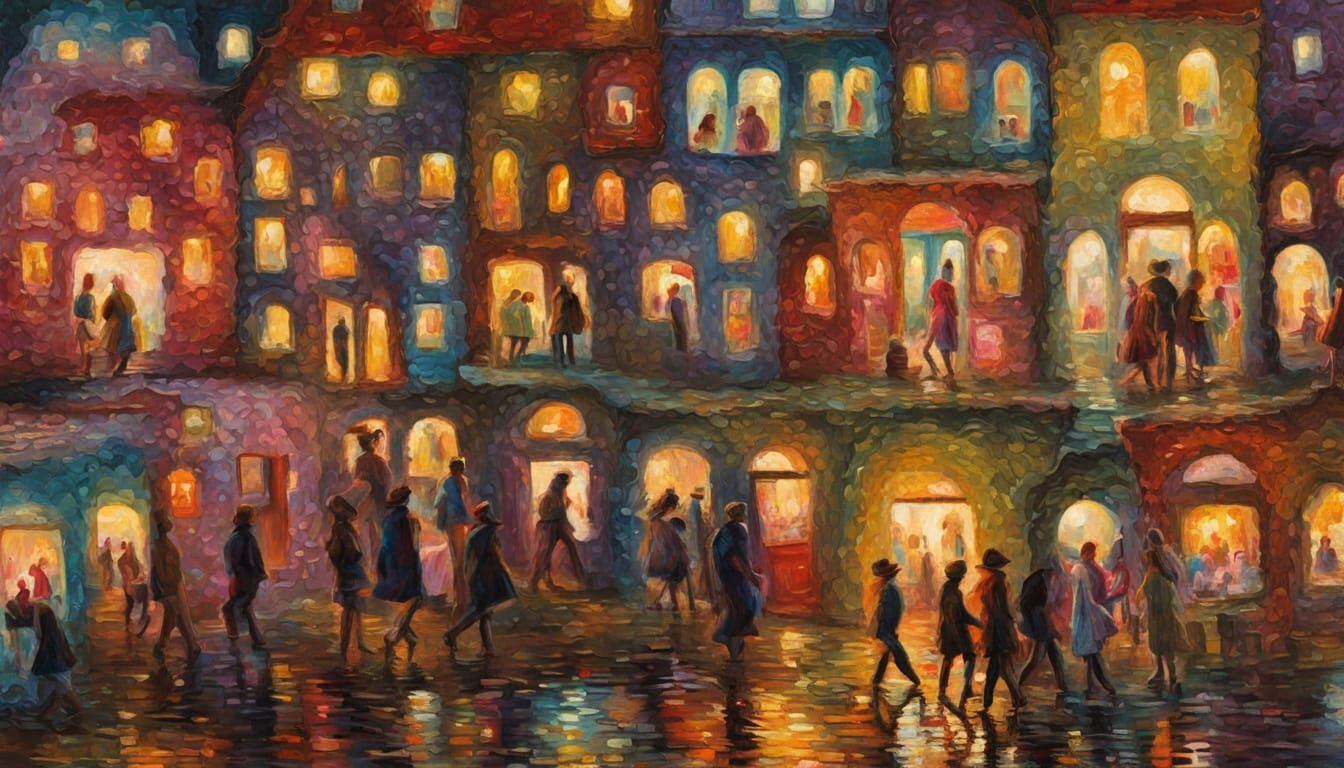 Dreamscape Night Scenes with Bokeh and Impasto Oil Glaze