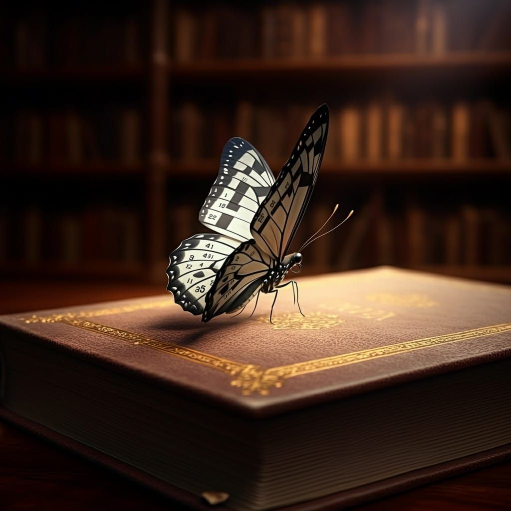 Majestic Medieval Butterfly on Ancient Book in Golden Light