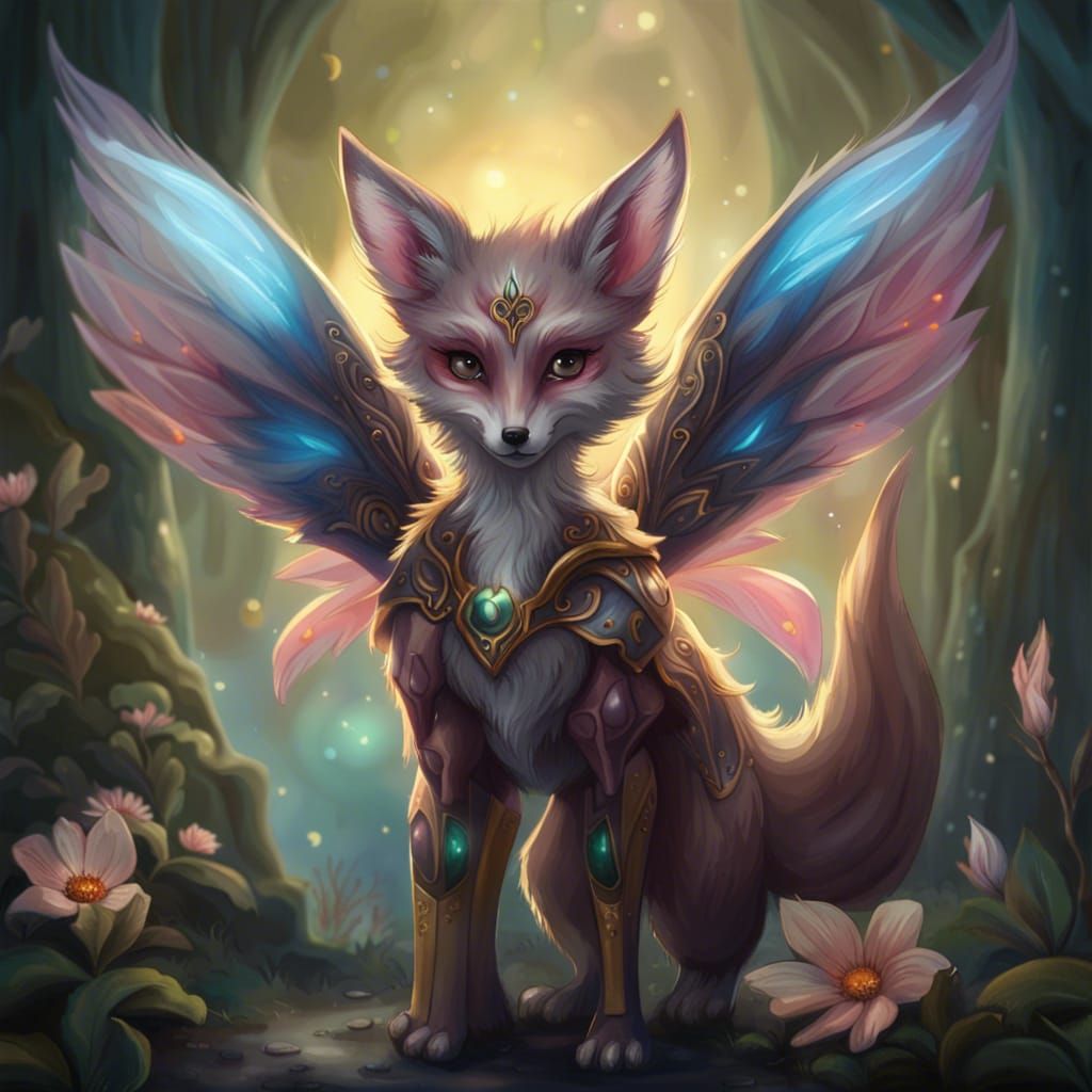 Chibi Fairy Fox Hybrid: Detailed Fantasy Art