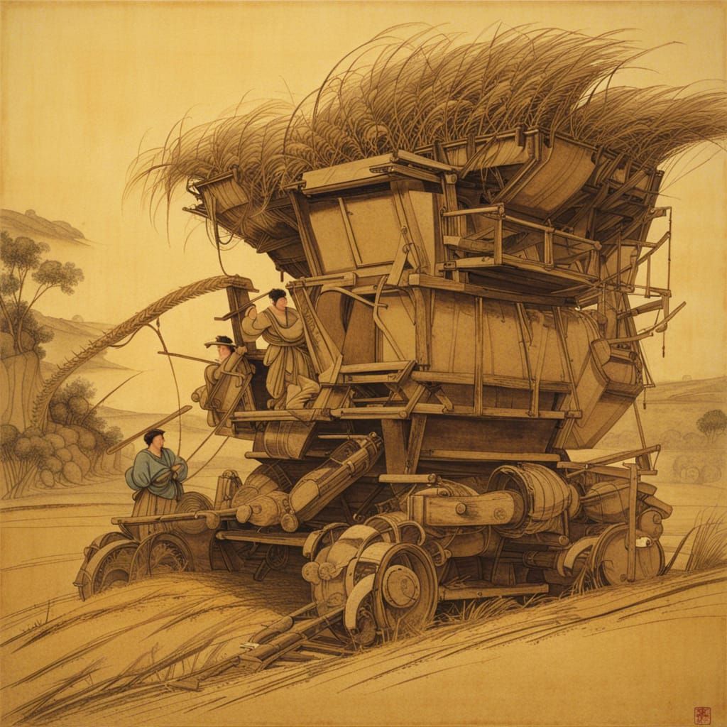 Combine Harvester in Song Dynasty Style