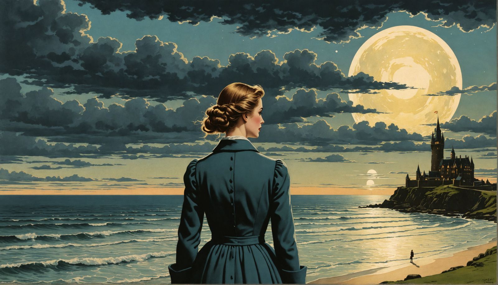 Vintage Holiday Postcard of Girl's Emotional Struggle