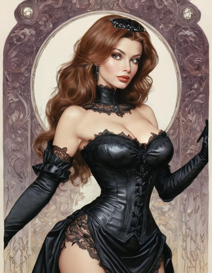 Sophia Loren Portrait in Art Nouveau Style