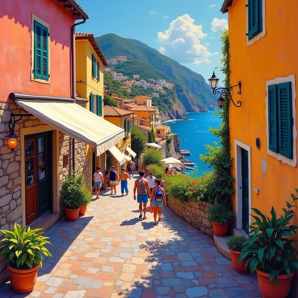 Positano Walkway: An Expressive Neo-Impressionist Painting