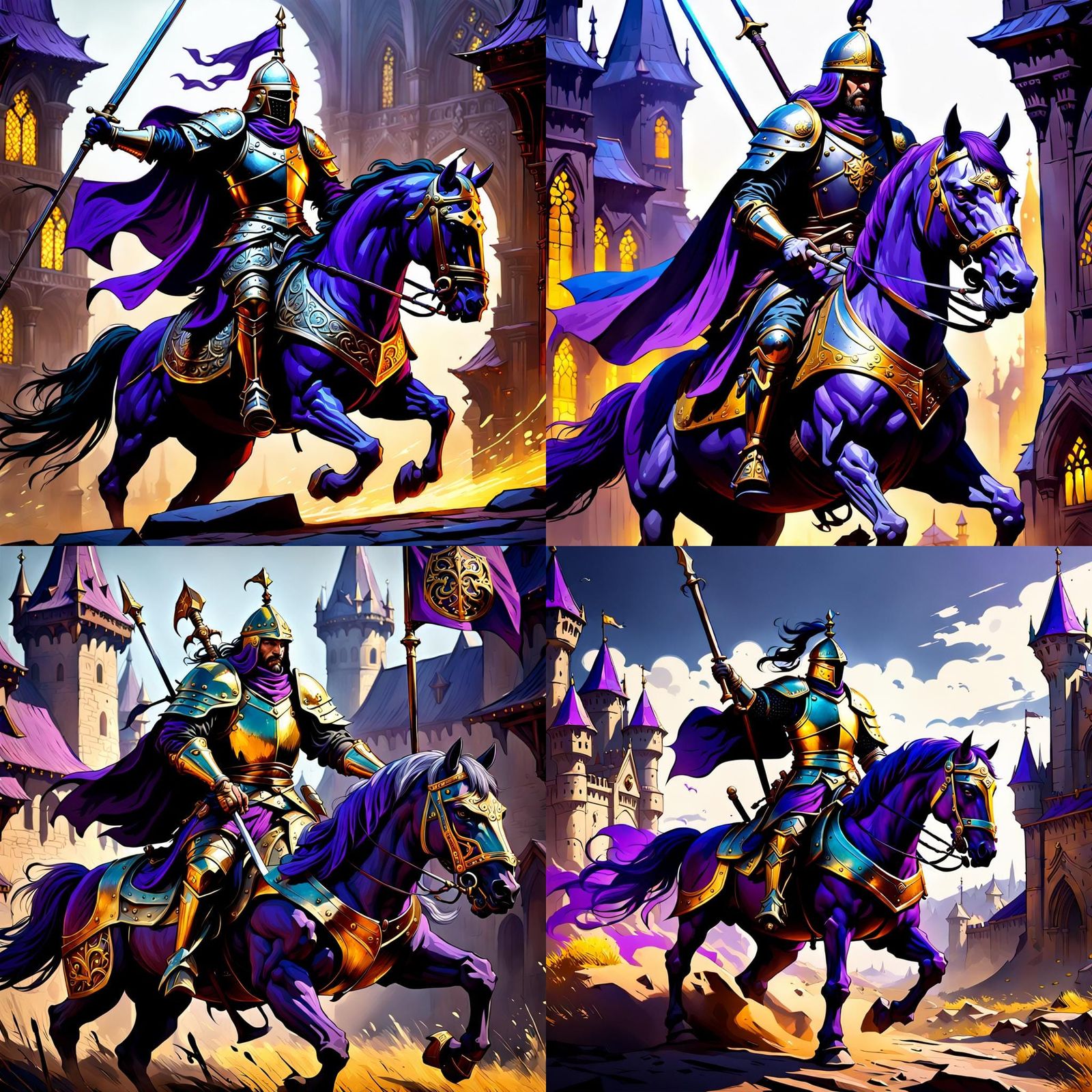 Epic Medieval Lancer Cavalry in Dark Fantasy Style