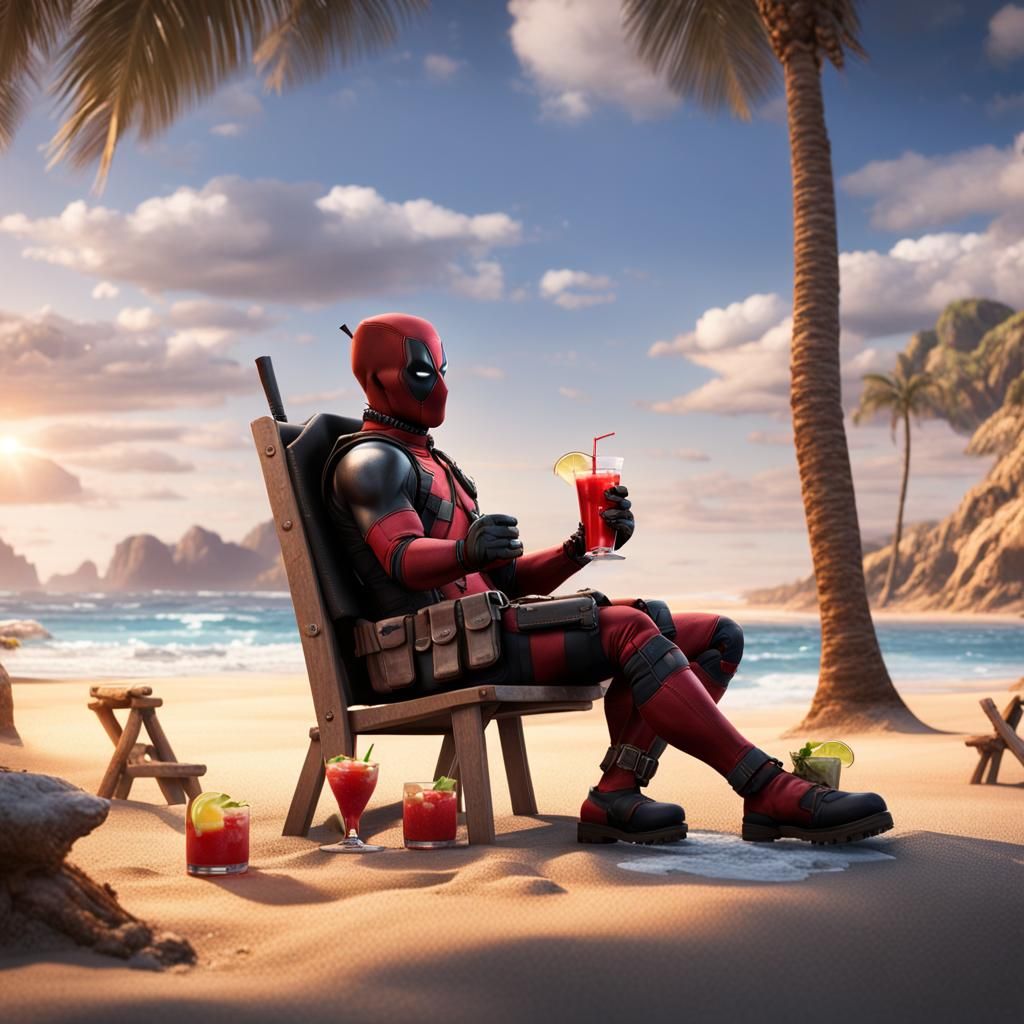 Deadpool on the Beach: Detailed Matte Painting