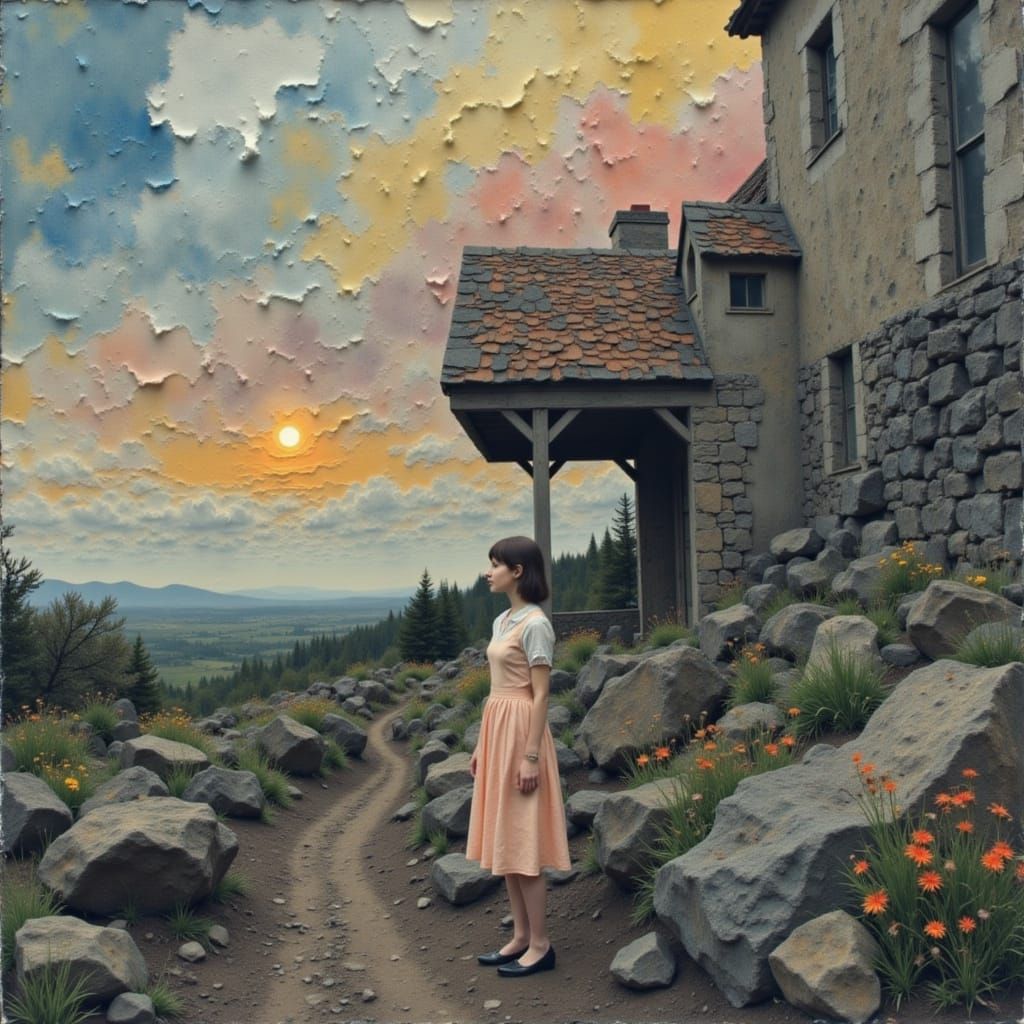 Abstract Geometric Paper Cut Composition