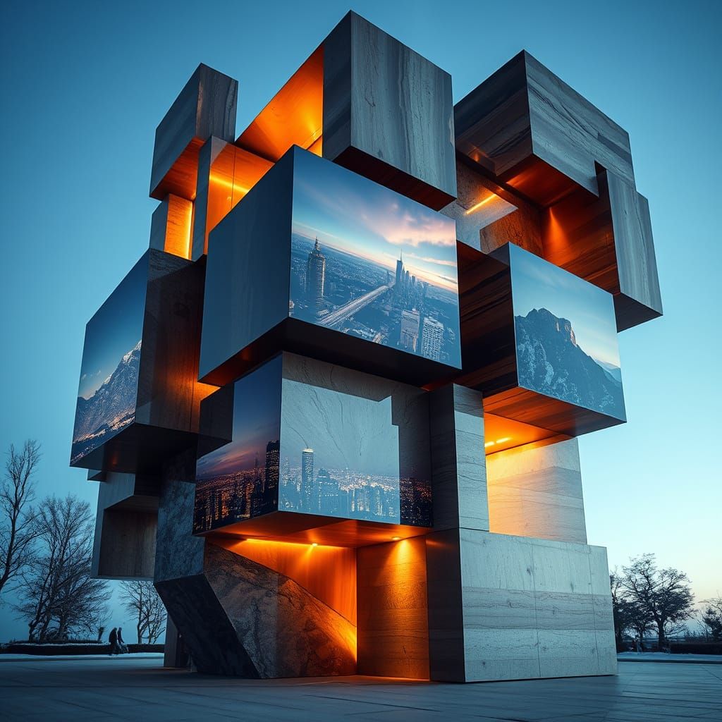 Surreal Cubic Monument Celebrates Geometry and Nature