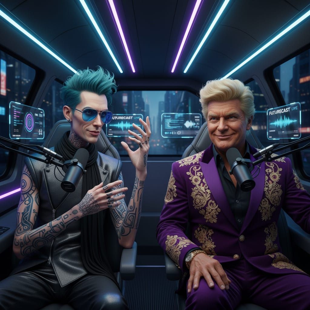 Futuristic Podcast with Eccentric Hosts in Uber