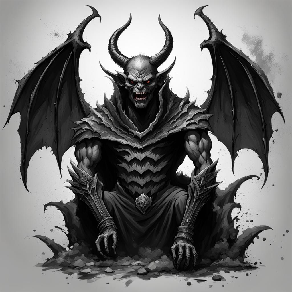 Black and White Demonic Gargoyle of the Dark Age