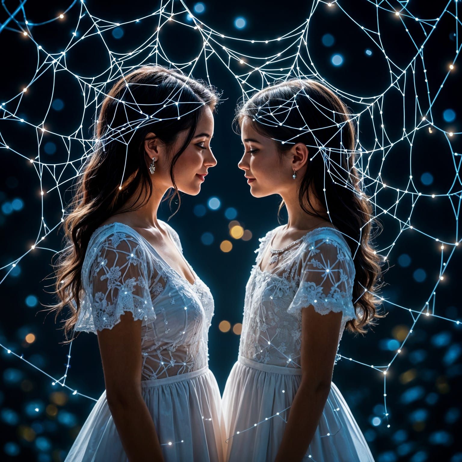 Magical Realism: Mother and Daughter Woven from Light